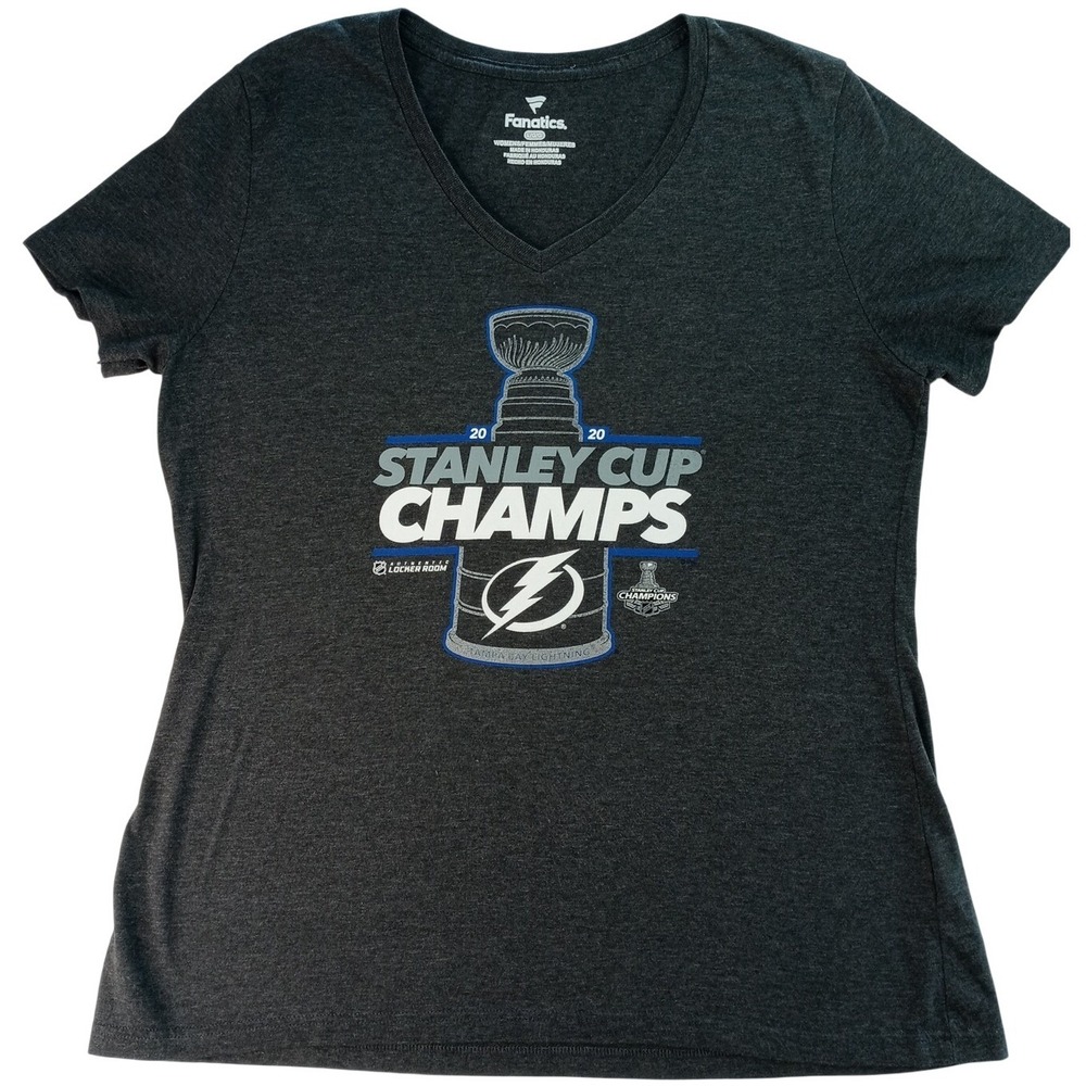 Fanatics‎ Tampa Bay Lightning Stanley Cup Champs V Neck T Shirt Womens L